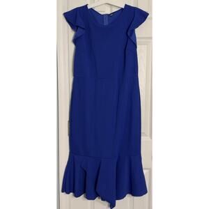 SHEIN Blue Ruffle Sleeve Dress, Ruffle Hem, Midi, XL